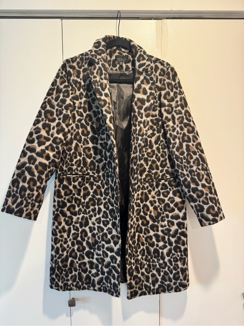 Topshop Leopard Print Trench Coat in Brown & Black